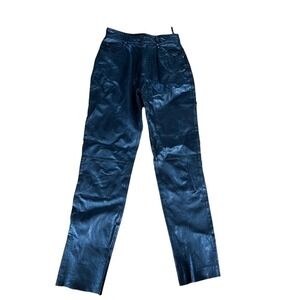 Wilson's Leather Maxima black straight leg leather‎ pants rocker goth dark sleek